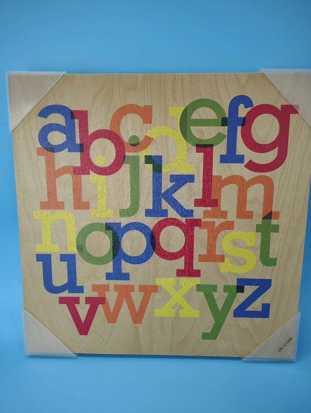 Alphabet Jumble Colorful Letters Wall Art Nursery Room Classroom 15x15x1 Wood
